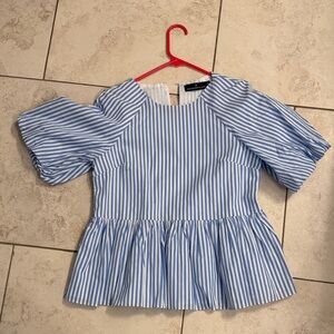 Pomander Place Blue and White Striped Blouse